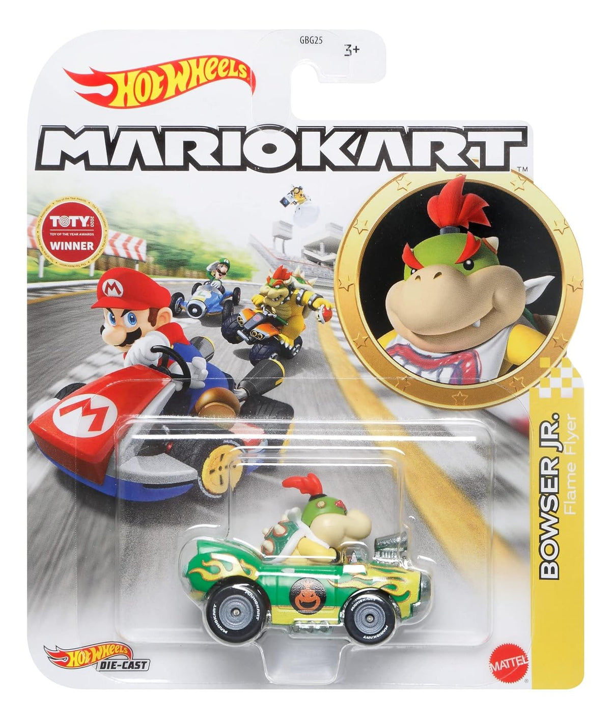 Hot Wheels 1:64 Scale (Blister Pack) Mario Kart 4-Car Set – Baby Mario, Luigi, Bowser Jr. & Toad