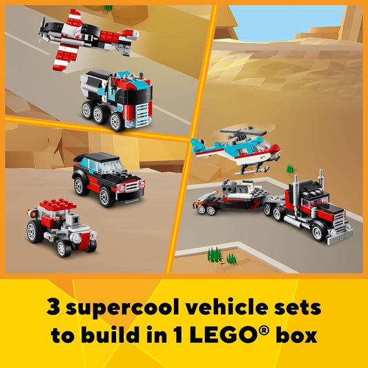 LEGO Creator Flatbed Truck with Helicopter Toy 31146 (270 Pieces)