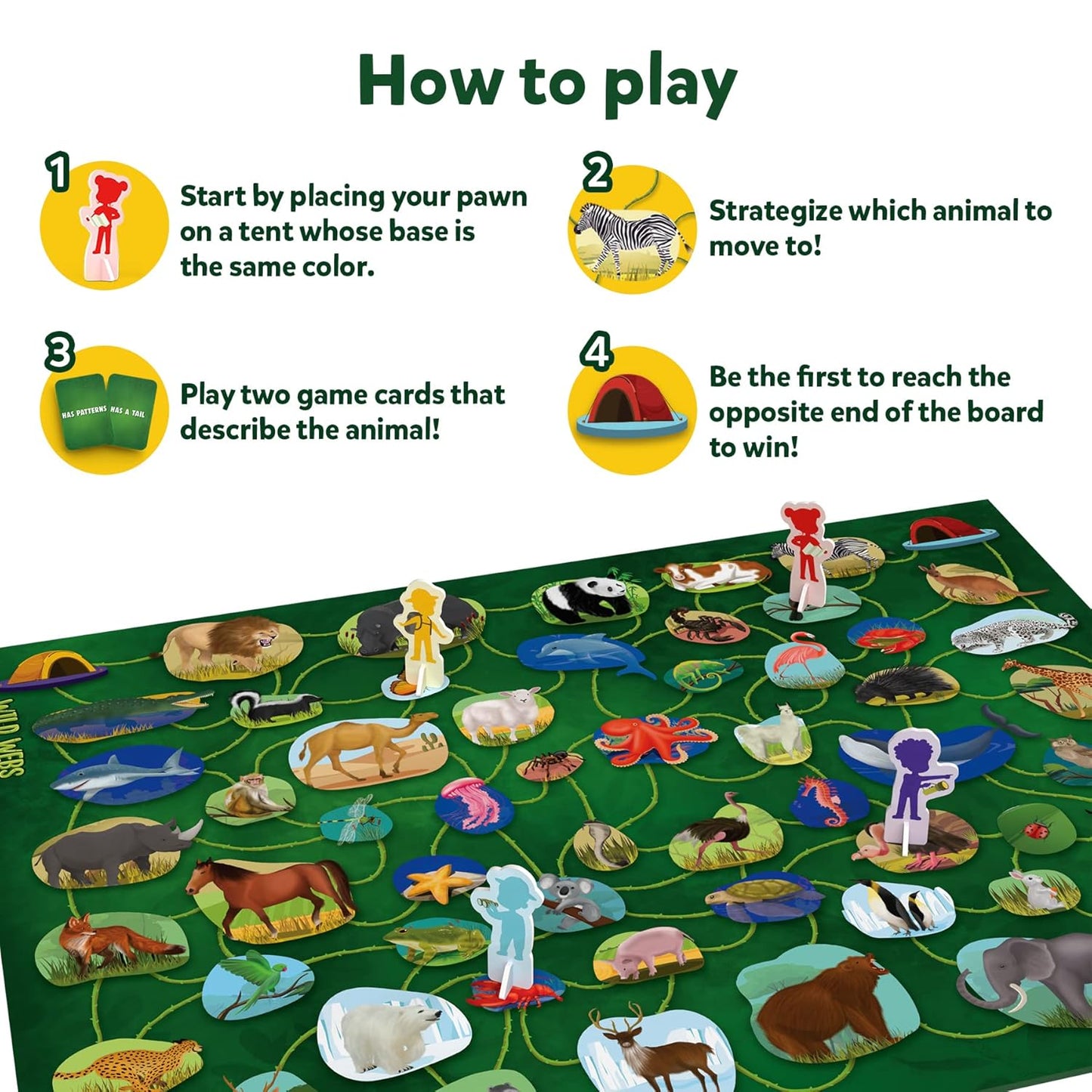 Skillmatics Board Game - Wild Webs, Animal Learning Game, Gifts, Family Friendly Games for Ages 6 and Up,for kids