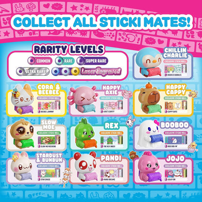 STICKI ROLLS Sticki Mates Blind Box Charm – Collectible Sticker Dispenser | Mystery Collectible, 5 Sticki Rolls, 50 Holographic Stickers, Built-In Sticker...