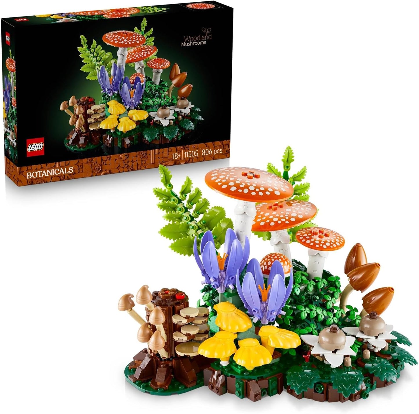 Lego 11505 Botanical Forest Mushroom Decorative Plants, Faux Green, Interior Decor, Fashionable Toy, Birthday, Present, Blocks, For Men and Women