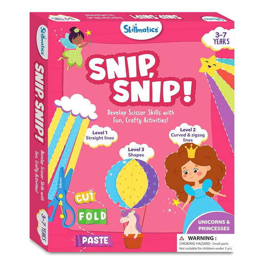 Skillmatics Art & Craft Kit - Snip, Snip Unicorns & Princesses Book, Practice Scissor Skills with 25 DIY Activities, Gifts for Kids Ages 3, 4, 5, 6, 7 - Paper, Multicolor