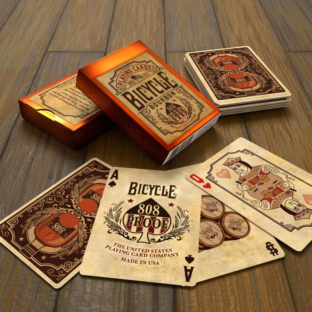 Bicycle Bourbon Playing Cards – Vintage Poker Deck with Air-Cushion Finish & Copper Foil Tuck Box