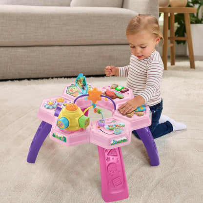 VTech Buzz and Learn Activity Table | Interactive Learning Activity Center with 7 Play Zones, Lights, Sounds & Music | Pink