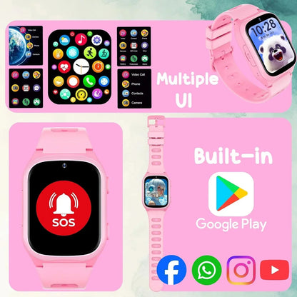 SPIKY Android 4G Video Calling Kids Smartwatch with Built in Jarvis AI | GPS Location Tracking | SOS, Water Resistant, 800 mah Super Battery | Suitable for 4 to 14 Years Kids- 3 colors