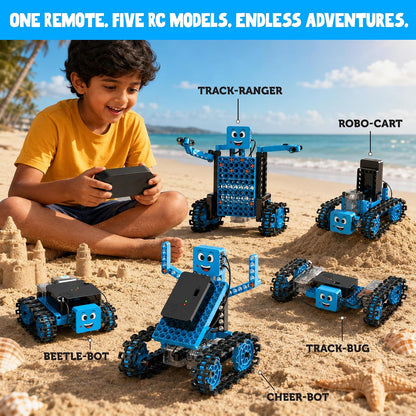 Blix RC Rover 5-in-1 Remote Control STEM Robot Kit, 180+ Pieces, Ages 8+