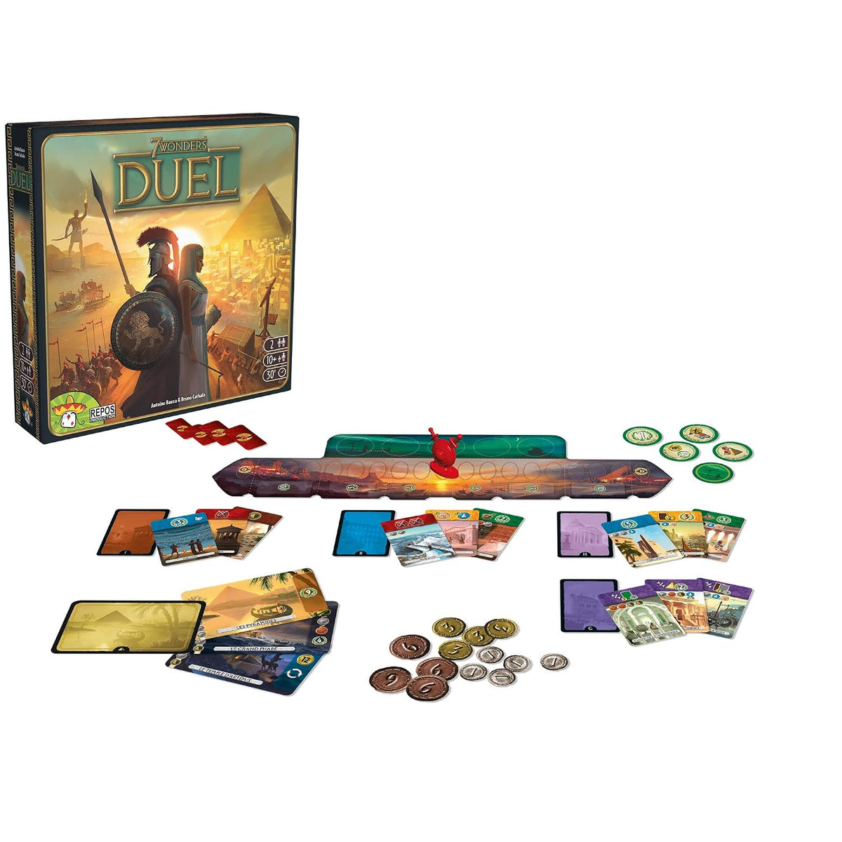 (Damaged Box) 7 Wonders Duel Board Game – 2 Player Strategy & Civilization Building Game | Ages 10+ | 30 Min Gameplay |