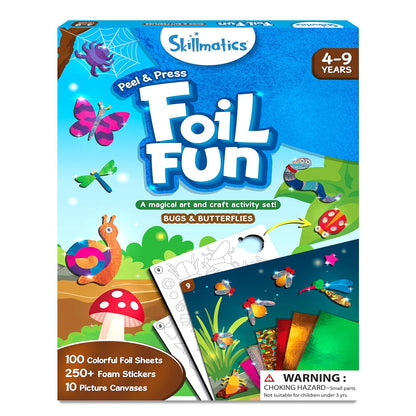 Skillmatics Art & Craft Activity - Foil Fun Bugs & Butterflies, No Mess Art for Kids, Craft Kits & Supplies, DIY Creative Activity, for Boys & Girls Ages 4, 5, 6, 7, 8, 9, Travel Toys