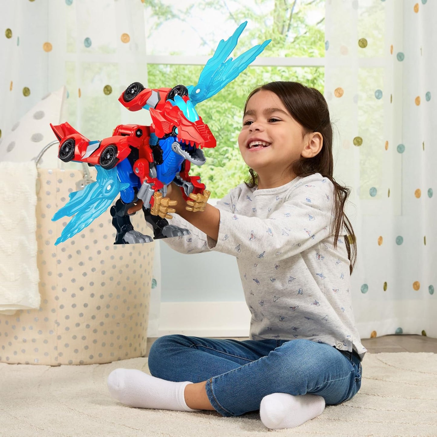 VTech Switch & Go Boost Thunder the T-Rex | 2-in-1 Transforming T-Rex, Race Car & Powerful Dragon | Lights, Sounds & Interactive Dinosaur Toy for Kids 4+ Years