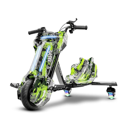 Uboard 3-Wheel Drifter for Kids 6+: LED Lights, Bluetooth, Front Disc Brakes - Jaiman Toys