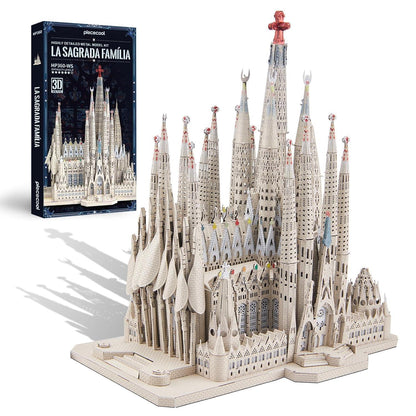 Piececool  3D Metal Puzzle La Sagrada Familia Cathedral Model – 450 Pieces – Level 6 Difficulty – Stainless Steel DIY Architecture Model Kit