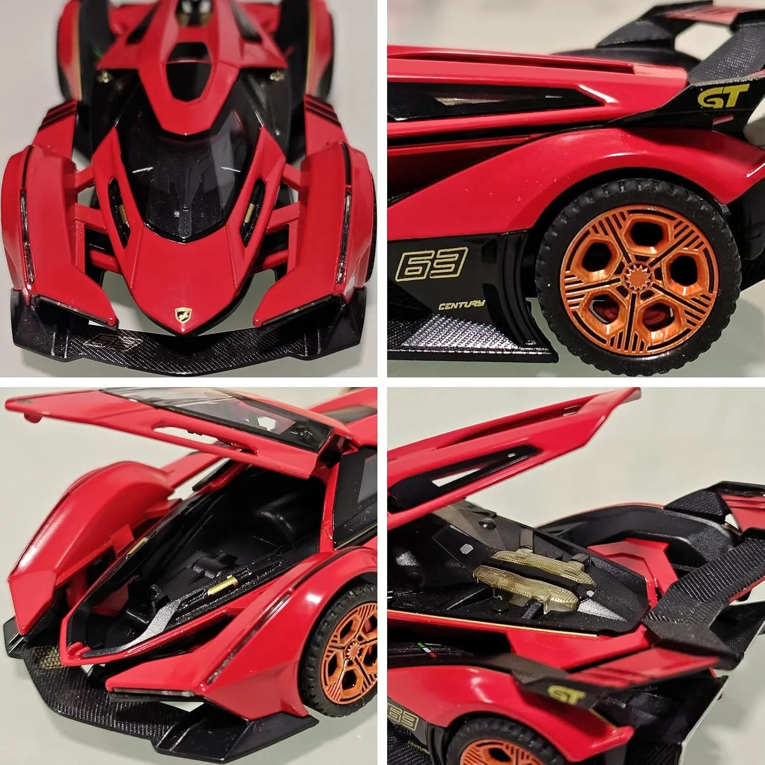 1:32 Lamborghini V12 Die-Cast Metal Toy Car – Pull Back Racing Model with Openable Doors, Light & Sound for Kids (3+ Years) - Jaiman Toys