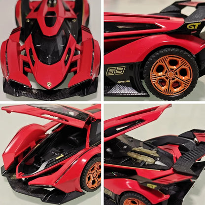 1:32 Lamborghini V12 Die-Cast Metal Toy Car – Pull Back Racing Model with Openable Doors, Light & Sound for Kids (3+ Years) - Jaiman Toys