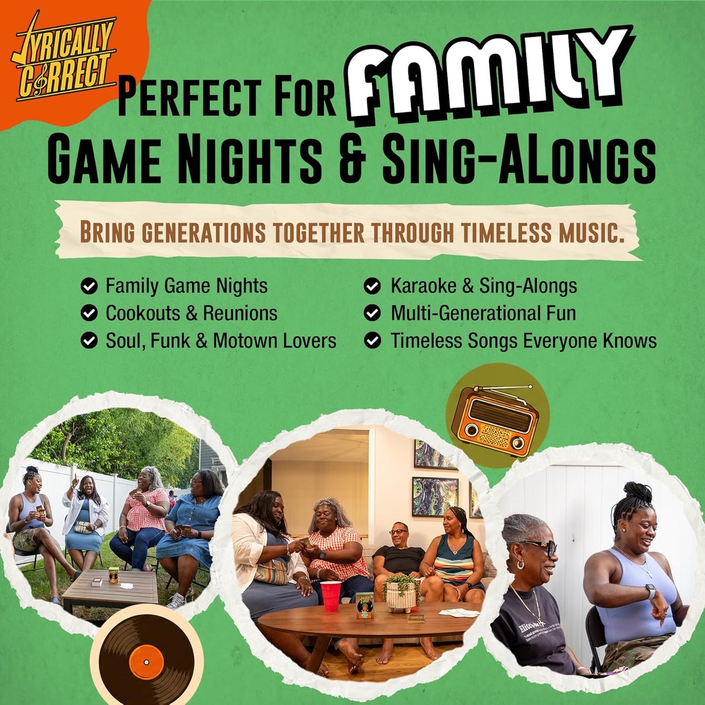 Lyrically Correct Oldies But Goodies Edition | Music Card Game Featuring Classic Hits from the 60s & 70s | Party Game for Families & Adults