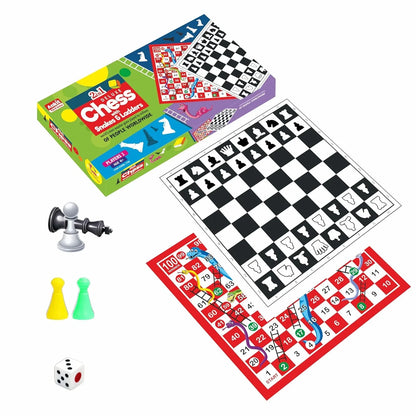 Ankit Toys 2-in-1 Chess & Snakes & Ladders Deluxe Game – 46×46 cm Board for Kids & Adults
