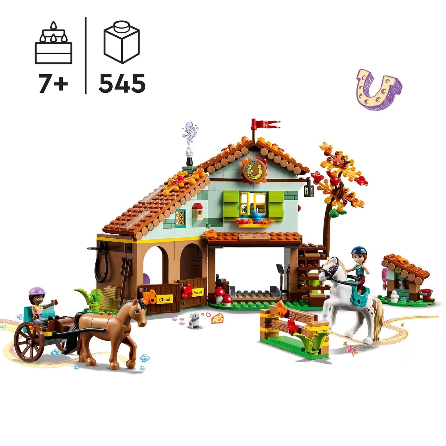 LEGO Friends Autumn's Horse Stable 41745 Building Toy Set (545 Pcs),Multicolor