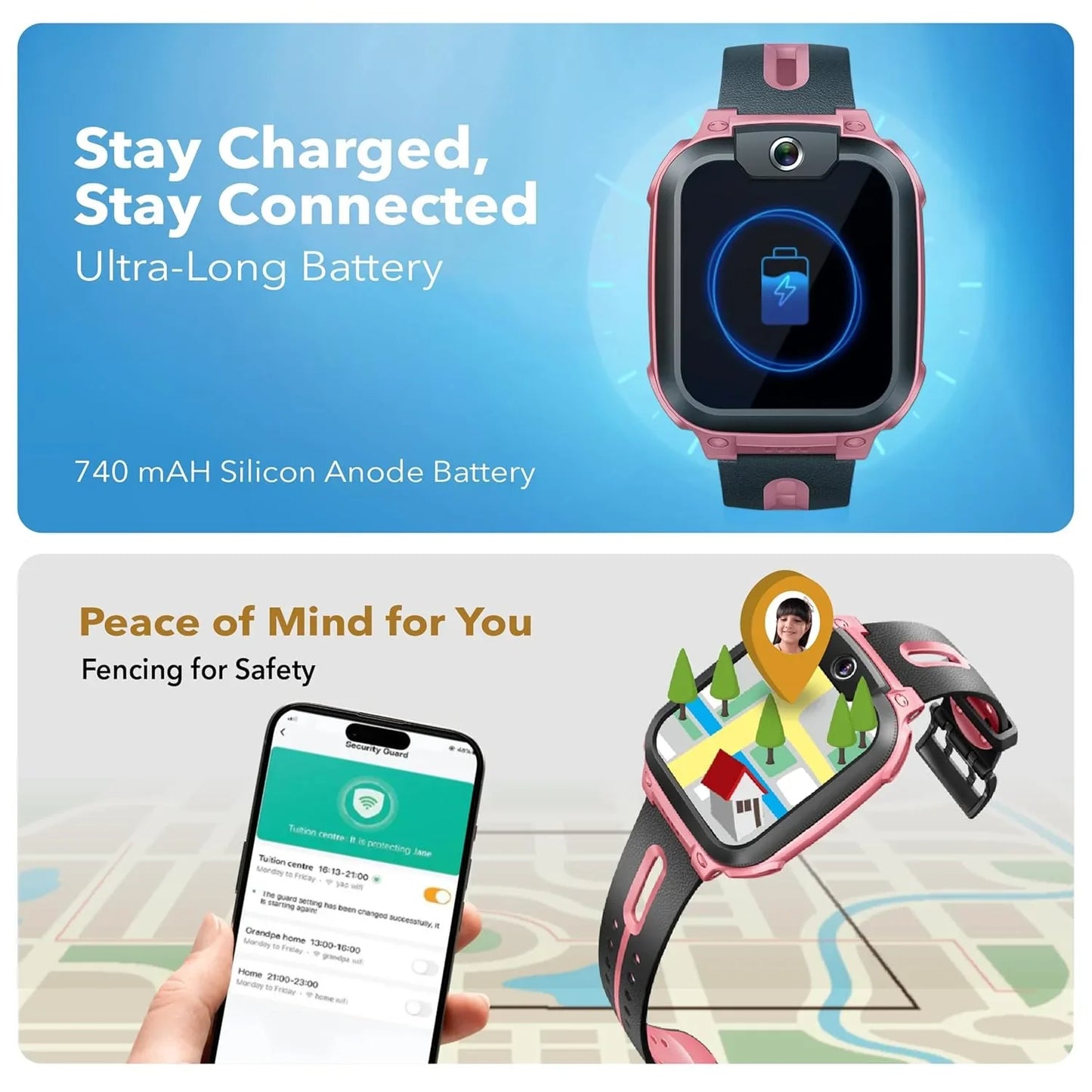 IMOO Kids Phone Watch Z1 – Kids Smart Watch with GPS Tracker, 4G Video & Voice Calls, Advanced Parental Controls, Durable Quality with IPX8 Water Resistance, SOS, for Kids (Grapefruit Red) - Jaiman Toys