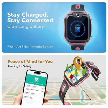 IMOO Kids Phone Watch Z1 – Kids Smart Watch with GPS Tracker, 4G Video & Voice Calls, Advanced Parental Controls, Durable Quality with IPX8 Water Resistance, SOS, for Kids (Grapefruit Red) - Jaiman Toys