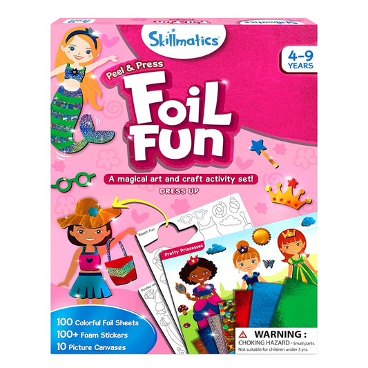 Skillmatics Paper Art & Craft Activity - Foil Fun Dress Up, No Mess Art for Kids, Craft Kits & Supplies, DIY Creative Activity, Gifts for Girls & Boys Ages 4, 5, 6, 7, 8, 9, Travel Toys, Multicolor