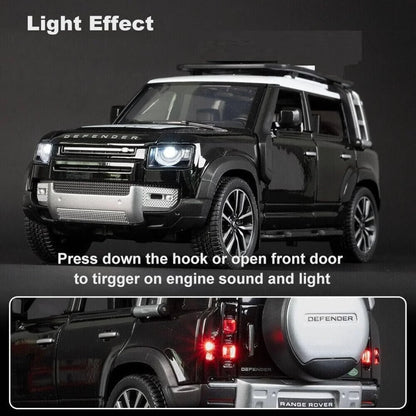 1:24 Land Rover Defender Die-Cast Model Car – Big Size Alloy Metal Pull Back Toy Car with Openable Doors, Light & Music - Jaiman Toys