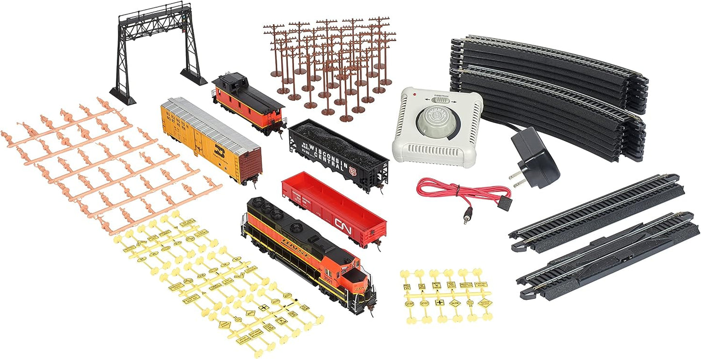 Bachmann The Chief HO Scale Ready-to-Run Electric Train Set | Complete Freight Train Starter Kit with Locomotive, Freight Cars, E-Z Track, Power Pack & Speed Controller | 1:87 Scale