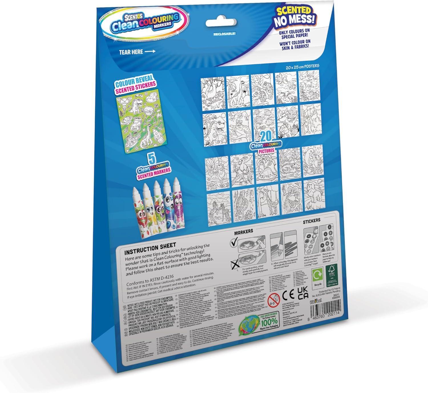 Scentos CleanColouring Markers Adventure Set Mess Free Scented Coloring Fun - Jaiman Toys