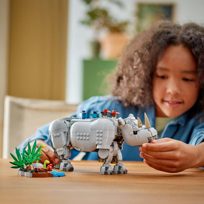 LEGO 31171 Creator 3in1 Majestic Rhino Building Set (780 Pieces) | Rhino, Giraffe & Warthog Animal Models | Wildlife Building Toy for Kids 9+