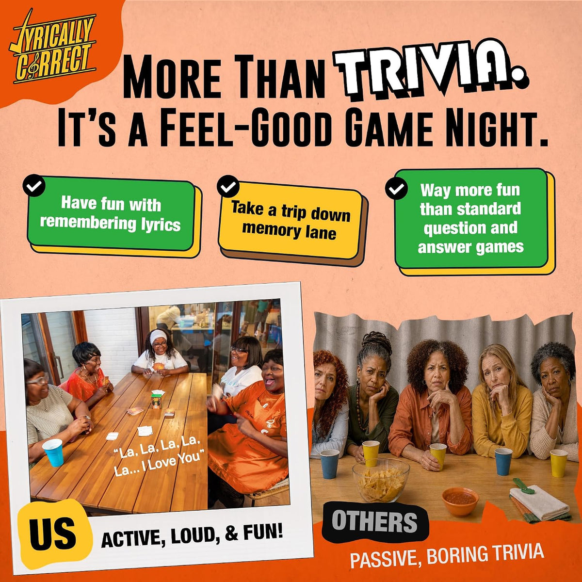 Lyrically Correct Oldies But Goodies Edition | Music Card Game Featuring Classic Hits from the 60s & 70s | Party Game for Families & Adults
