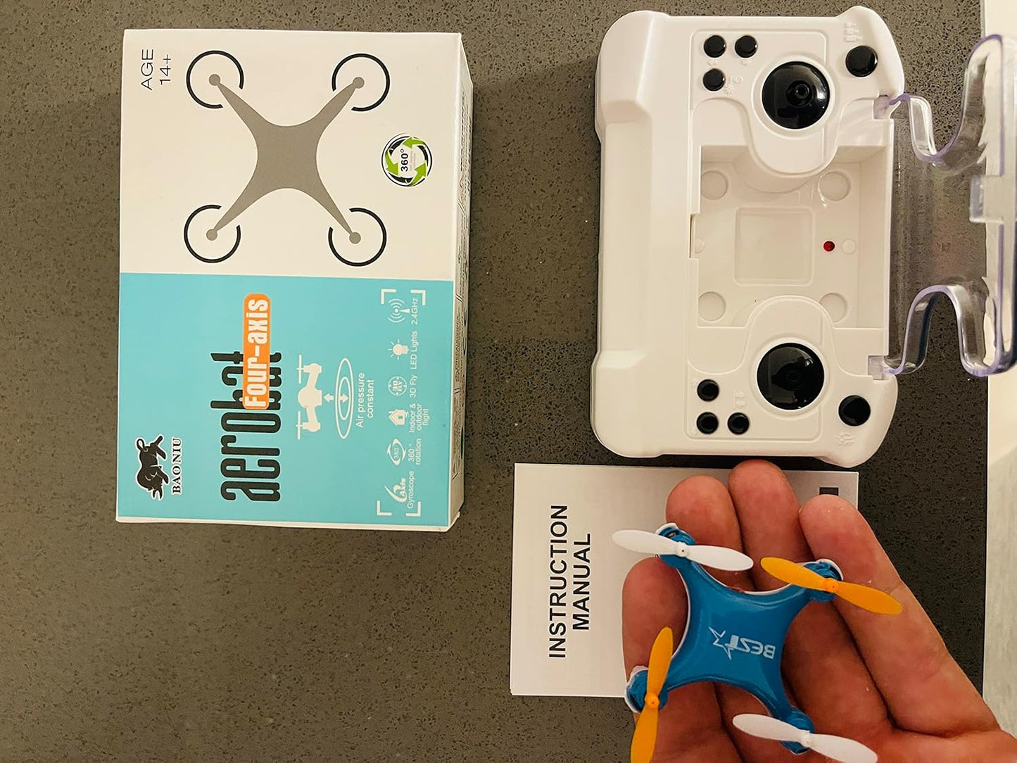 Mini Four-Axis RC Drone – Blue | 360° Flip | Stable Flight | Remote Controlled Toy Drone (Age 14+)