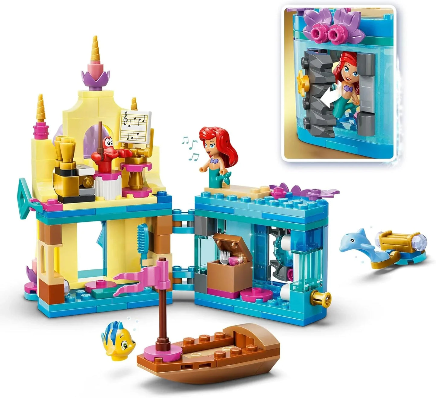 LEGO 43285 Disney Princess Ariel's Magical Mini Palace - The Little Mermaid Castle Toy w/a Micro Doll plus Sebastian & Flounder Animal Figures - Gift for 5+ Year Old Girls