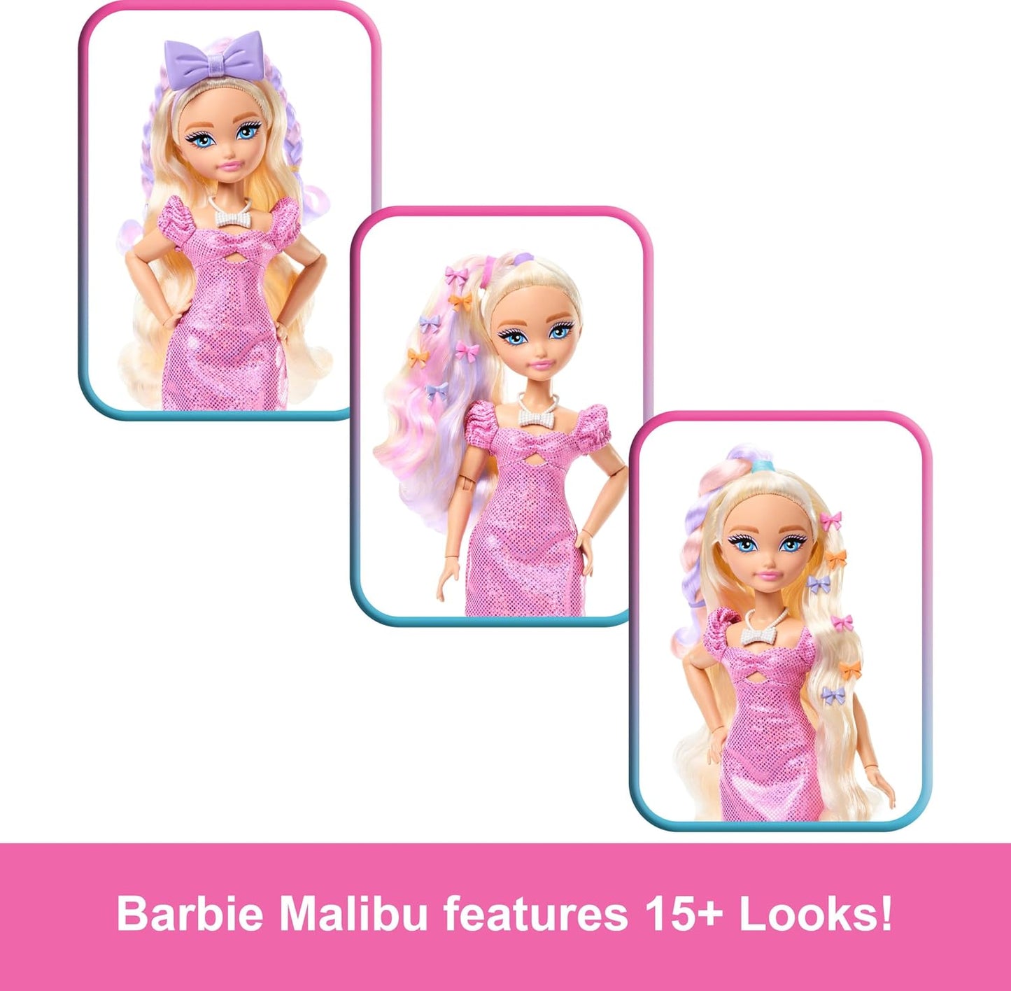 Barbie Dream Besties Malibu Doll Styling Playset | Blonde Fashion Doll with Beauty Accessories & Outfit Change | Mattel Toy for Kids 4+