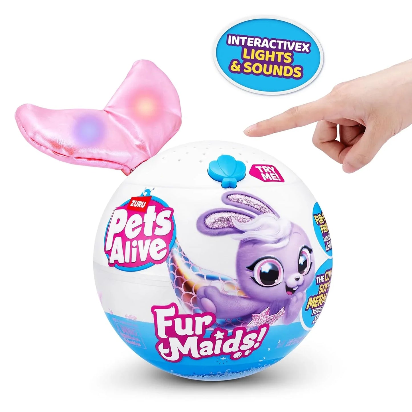 Pets Alive Furmaids by ZURU Mermaid Plush Interactive Light and Sound Girls Toy (Pink Rabbit) - Jaiman Toys