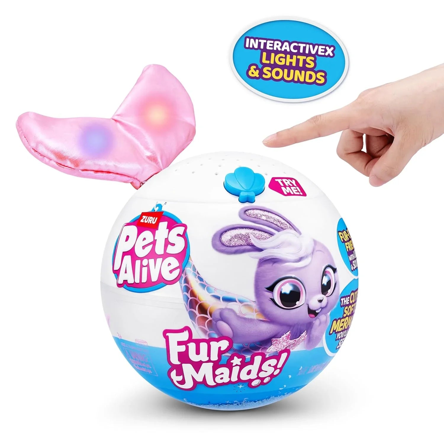 Pets Alive Furmaids by ZURU Mermaid Plush Interactive Light and Sound Girls Toy (Pink Rabbit) - Jaiman Toys