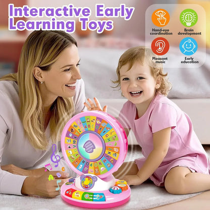 Musical Spin & Sing Alphabet Zoo Infant Toys – Interactive Learning Toy for Toddlers Ages 6–18 Months | Educational Gift for Baby Boys & Girls (1–3 Years) - Pink - Jaiman Toys