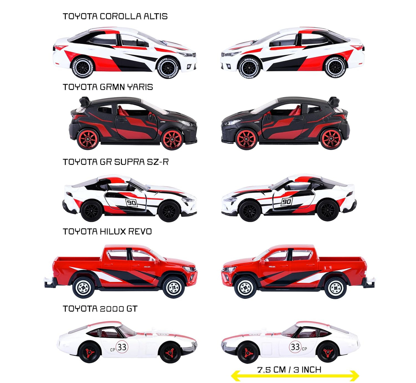 Majorette Japan Racer Die-Cast Car Set (5 Cars) | Toyota Licensed JDM Racing Models | Metal Body | 1:64 Scale | 3+ Years