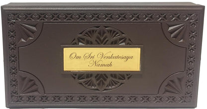 Balaji Wooden Shagun Gift Box with Gold-Plated Tirupati Balaji Frame & Charan Paduka | Premium Spiritual Gift Box for Wedding, Housewarming & Festive Occasions