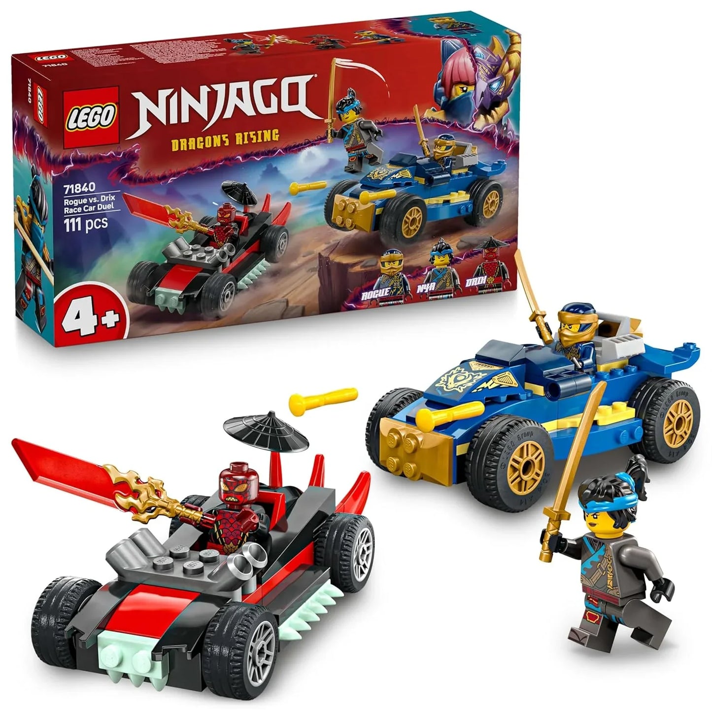 LEGO NINJAGO Rogue vs. Drix Race Car Duel Ninja Toy Playset 71840 Building Blocks Toys for 4+ Gift for Boys and Girls - Jaiman Toys