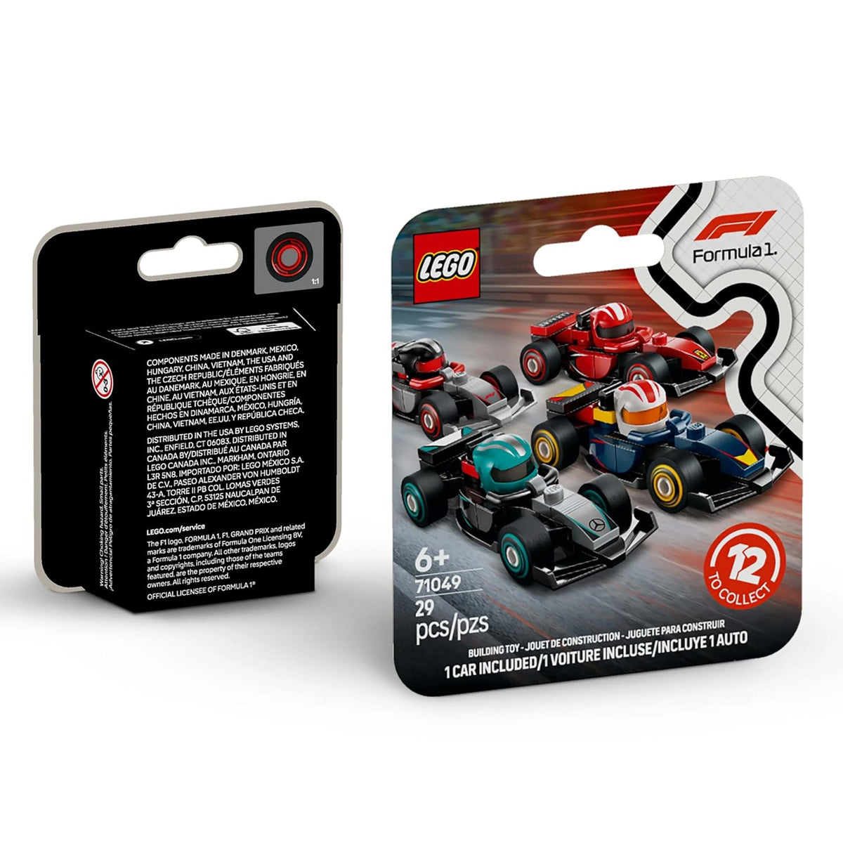 LEGO 71049 F1 Collectible Race Cars  Mini F1 Vehicles with Helmets (Ages 6+) - 1 Piece Random