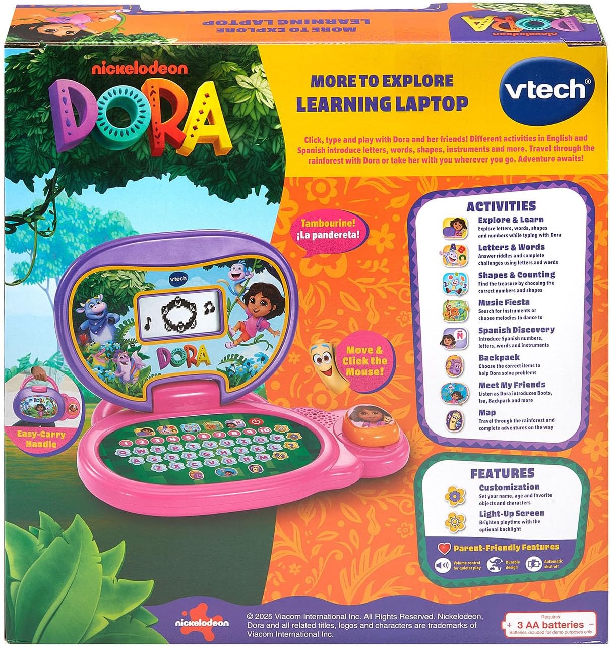 VTech Dora More to Explore Learning Laptop | Interactive Educational Laptop with Wireless Mouse, Letters, Numbers, Spelling & Learning Games for Kids