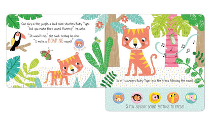 North Parade What Did Tiger Hear? Press & Play Animal Sound Book with 5 Squishy Sound Buttons