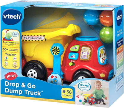 VTech Drop and Go Dump Truck | Interactive Learning Construction Truck with Lights, Sounds & Music | Yellow
