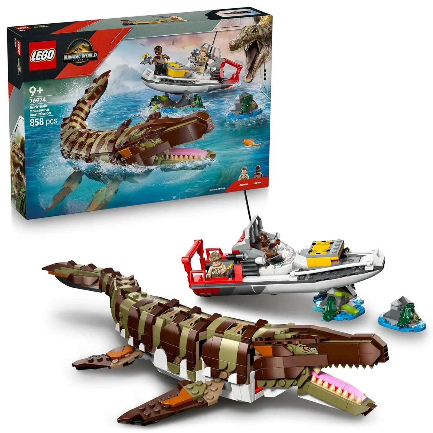 LEGO Jurassic World Brick-Built Mosasaurus Boat Mission Toy Dinosaur Set 76974 Building Blocks Toys for 9+ Gift for Boys and Girls - Jaiman Toys