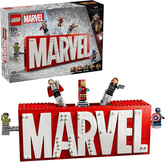 LEGO 76313 Marvel : Marvel Logo & Minifigures Building Set (931 Pieces) - Jaiman Toys