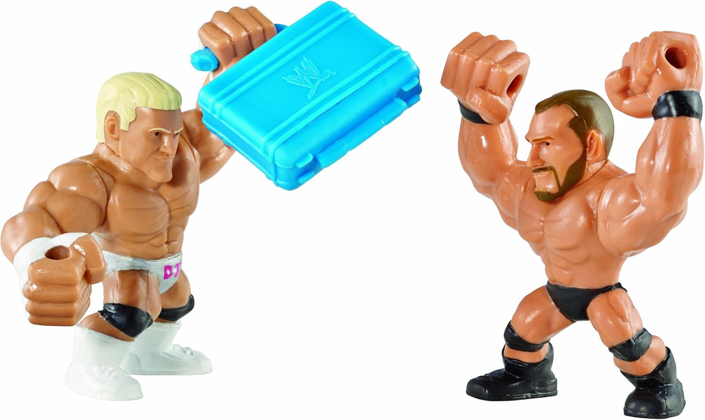 (Damaged Box) WWE Slam City Dolph Ziggler vs Randy Orton Figure Set with Briefcase Accessory 8cm | WWE Wrestling Action Figures for Kids 4+