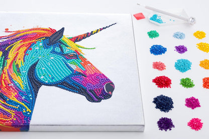 Curious Universe Crystal Creations – Metallic Foil Canvas Unicorn | Diamond Art Kit for Adults & Teens