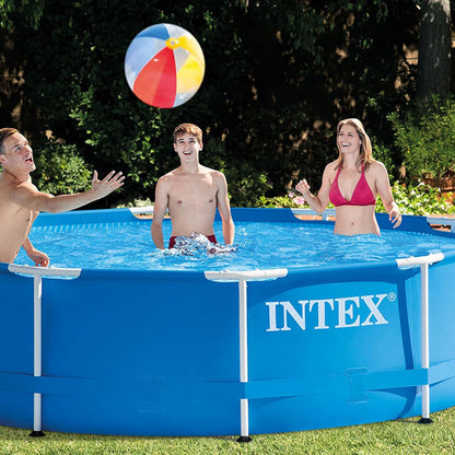 Intex Metal Frame Pool 28205 – 8 ft × 20 in (244 × 51 cm) Round Above Ground Swimming Pool | Durable Backyard Kids Pool