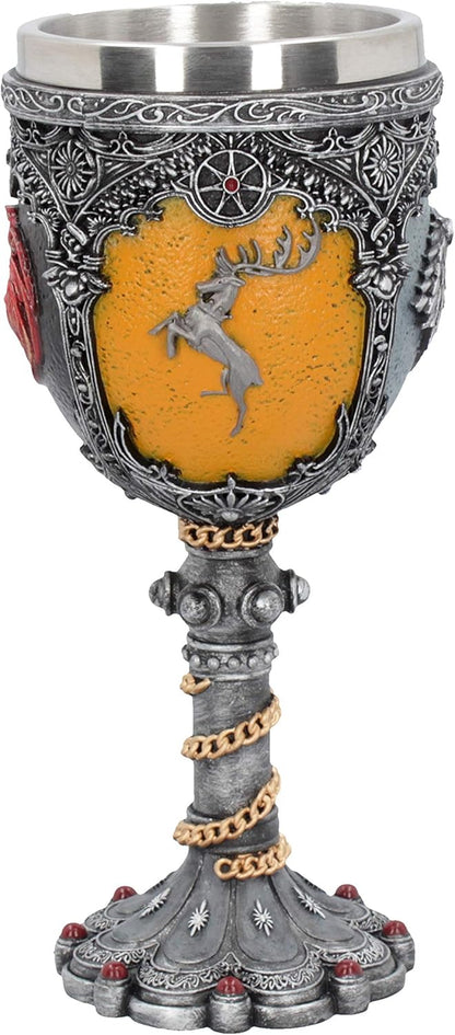 Game of Thrones Houses Goblet Chalice 17cm| Stark, Lannister, Targaryen & Baratheon Collectible Cup | Medieval Fantasy Wine Goblet