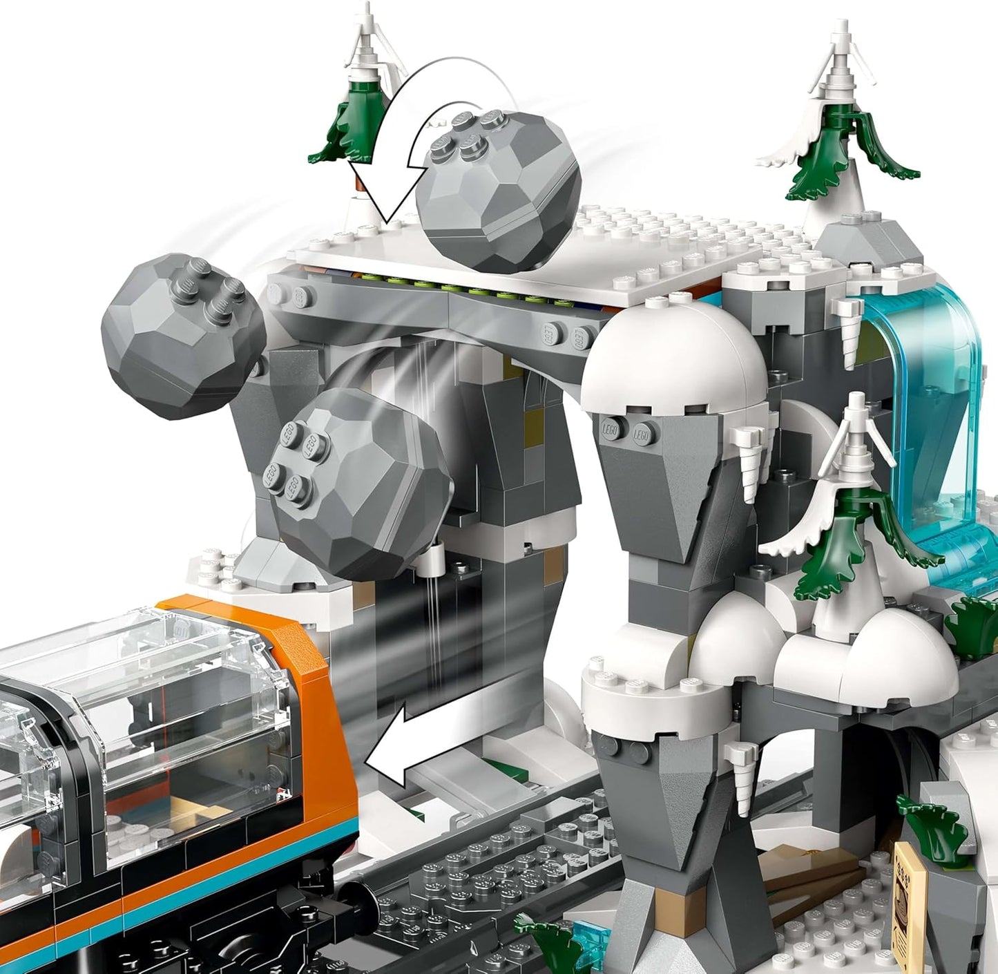 LEGO City 60470 Explorers’ Arctic Polar Express Train Set - Incl. a Remote-Controlled Train Toy, Snowplough, 22 Track Pieces & 6 Minifigures, Plus a Rockfall Function - Gift for 7+ Year Old Boys