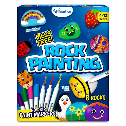 Skillmatics Rock Painting Kit - Mess-Free Art & Craft Activity For Girls & Boys, Craft Kits & Supplies, Diy Creative Activity, Gifts For Kids Ages 4, 5, 6, 7, 8, 9, 10, 11, 12, Multicolor