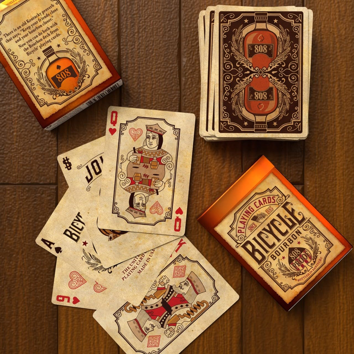 Bicycle Bourbon Playing Cards – Vintage Poker Deck with Air-Cushion Finish & Copper Foil Tuck Box
